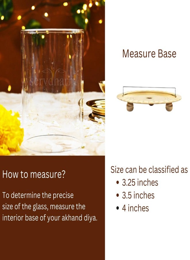 ServDharm Deepam Glass Cover Without Akhand Diya, Borosilicate Wind Protector for Candles Tea Lights & Led Tealight (Diameter 3 Inches X 4 Inches Height) - Image 2